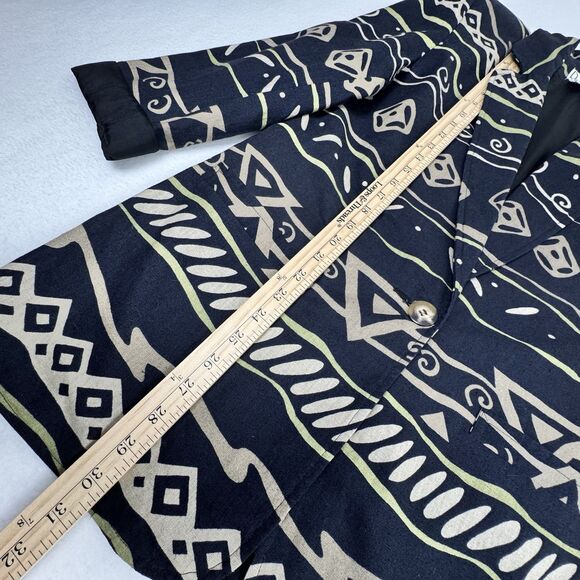 Vintage Rafaella Blazer Womens 8 Black Linen Cotton Southwestern Aztec Artsy 90s - Picture 15 of 16